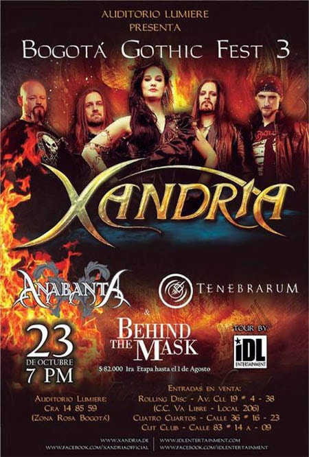 bogota gothic fest 3 xandria anabantha tenebrarum behind mask gothic fest concierto bogota colombia auditorio lumiere octubre domingo gotico metal bandas internacionales nacionales alemania mexico colombia bogota medellin eventos metalzone