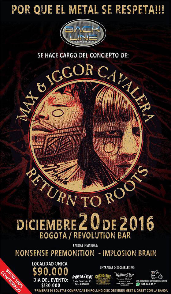 max e iggor cavalera concierto bogota colombia colegio nicolas esguerra diciembre martes thrash groove metal banda internacional eventos metalzone