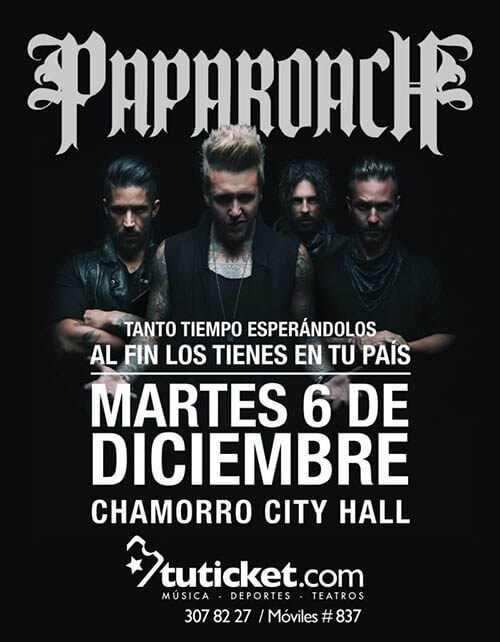 papa roach concierto bogota colombia chamorro city hall diciembre martes nu metal hard rock alternativo banda internacional eventos metalzone