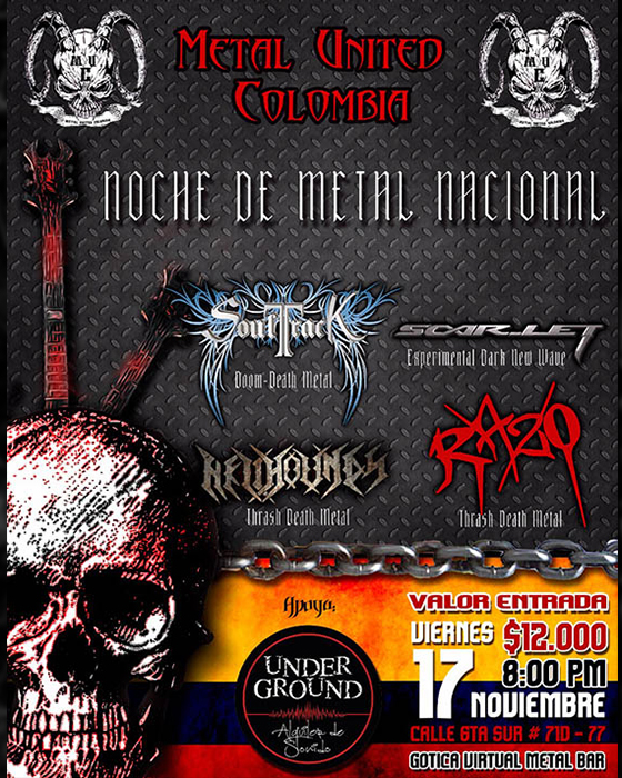 toque 17 noviembre bar metal gotica virtual eventos rock metal bogota 2017 cuadra picha bandas death thrash black plaza america colombia