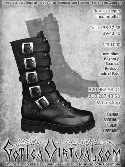 botas kreuger cinco hebillas tallas 36 37 38 39 40 41 tienda virtual gotica bogota medellin cali manizales