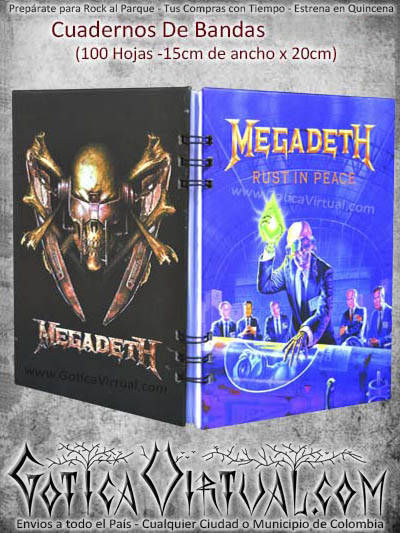 agenda cuaderno megadeth utiles escolares colombia bogota medellin envios todo el pais domicilios ventas por mayor y detal