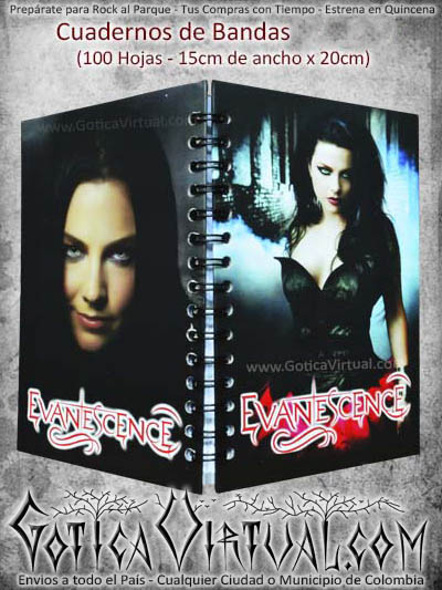 agenda cuaderno banda evanescence escolar domicilios colombia soacha bogota cucuta cali medellin santander