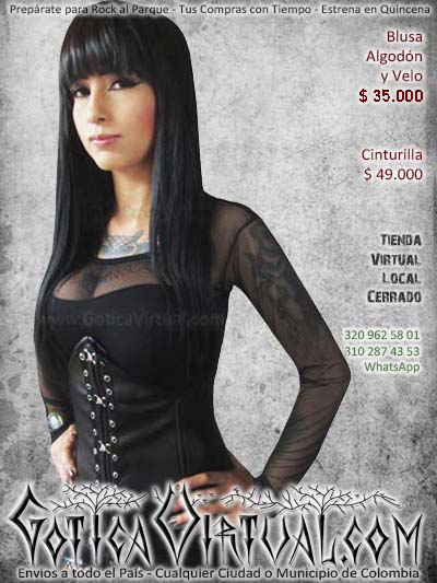 blusa algodon velo cinturilla cuero cuerina negra metalera rockera hermosa bonita economica mujer femenina envios todo el pais ventas online cali medellin cucuta neiva manizales ibague colombia