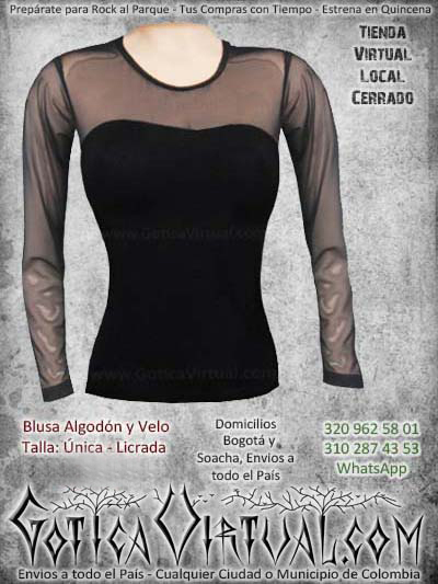 blusa algodon velo negra licrada mujer femenina bonita barata economica hermosa ventas online envios todo el pais medellin cali manizales pereira colombia