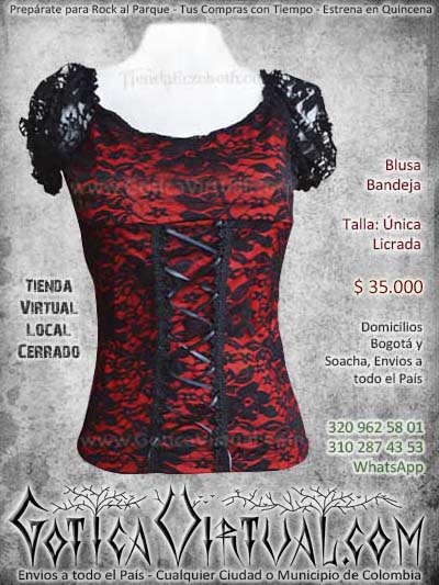 blusa bandeja roja flores blonda manga corta hermosa economica bogota barata mujer femenina ventas todo el pais medellin cucuta narino neiva cali popayan colombia