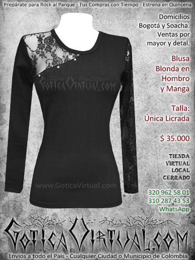 blusa negra blonda mujer bogota rockero metalero envios todo el pais ventas online cali medellin cucuta narino neiva