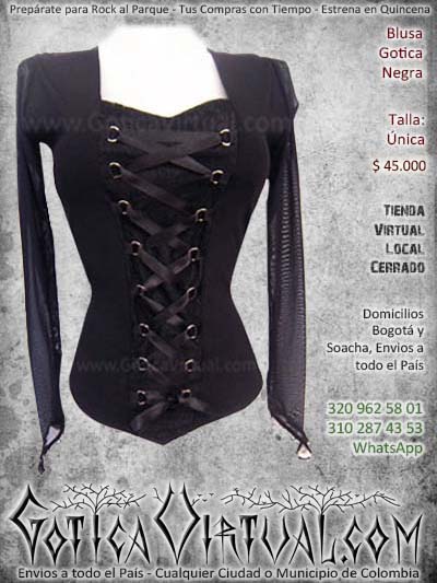 blusa gotica negra corsette cordon velo hermosa bogota bonita economica envios todo el pais ventas online bodega cali medellin popayan cauca narino ibague cartagena colombia