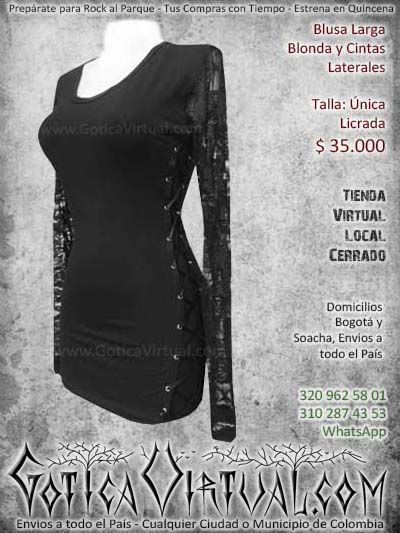 blusa larga cintas blonda negra metalera gotica rockera bonita hermosa bogota economica envios ventas online medellin cucuta manizales narino rioacha colombia