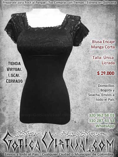 blusa manga corta encaje negra metalera rockera bogota hermosa bonita economica envios a todo el pais ventas online cali medellin cucuta manizales zipaquira colombia