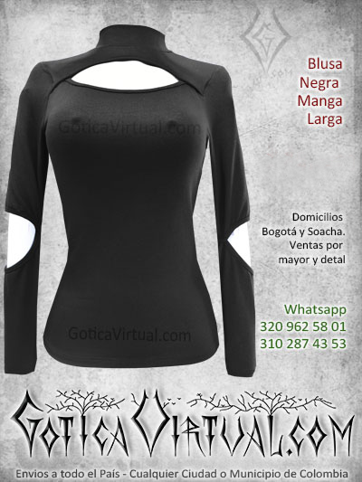 blusa manga larga negra licrada algodon bonita economica tienda online rock metal bogota cali medellin risaralda tunja pasto mosquera colombia