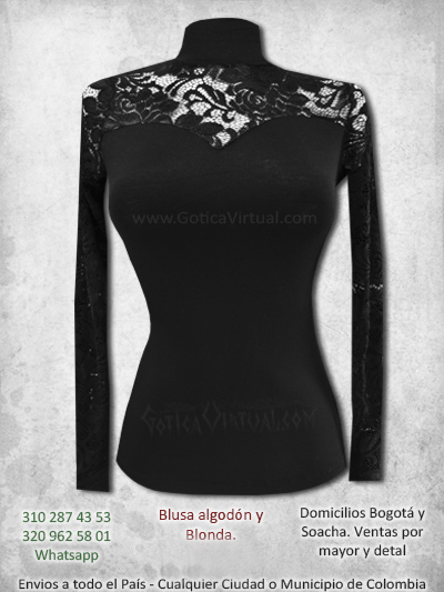 blusa algodon blonda pecho conmbinada venta online rock metal boutique chica bogota cali cuucta chia pereira colombia