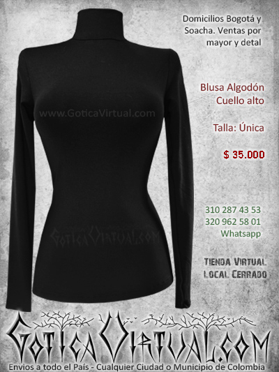 blusa algodon cuello alto sexy licada ajustada negra economica venta online rock metal bogota colombia