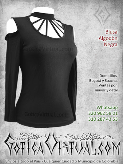 blusa algodon negra tiras gargantilla licrada bonita economica tienda online rock metal chica girls boutique bogota manizales quindio pereira bucaramanga villeta colombia