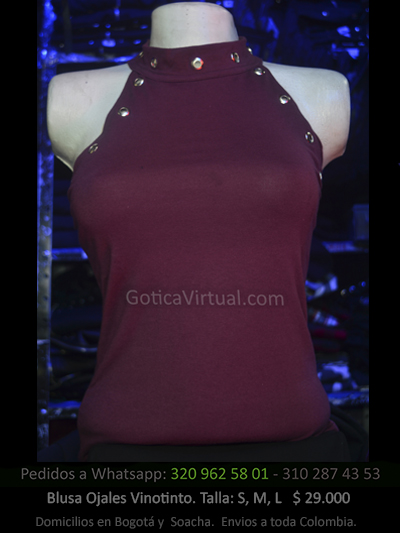 blusa algodon ojales vinotinto sexy ajusta licrada bonita rockera metalera bogoca huila cesar funza yopal colombia