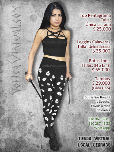 leggins calaveras estampado blancas algodon tienda online rock metal bogota medellin tunja cesar manizales colombia