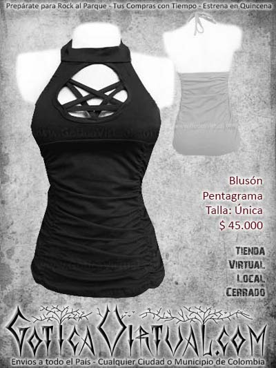 blusa pentagrama negra algodon metalera rockera mujer femenina economica bogota ventas online envios todo el pais cali medellin cucuta narino manizales colombia