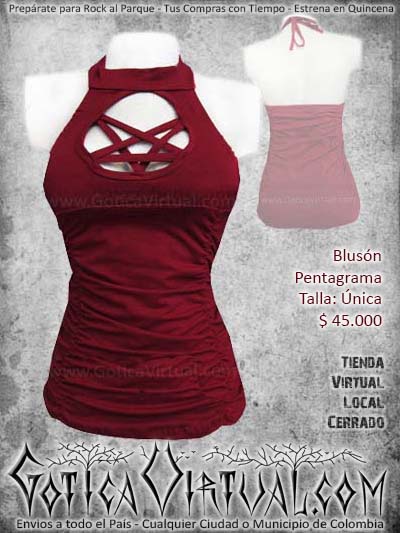 blusa pentagrama vinotinto licrada metalera rockera mujer femenino bogota ventas online envios medellin manizales cucuta narino cartagena