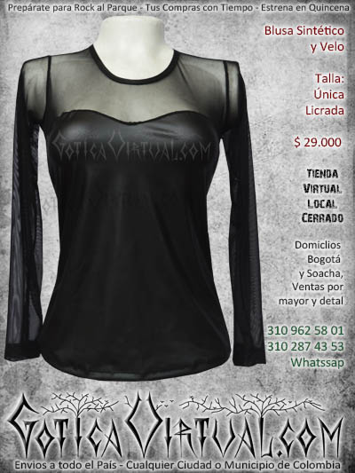 blusa velo brillante sintetico bodega prendas ropa boutique bodega envios accesorios rockera metalera ventas comercio cali popayan neiva cauca manizales zipaquira santander colombia