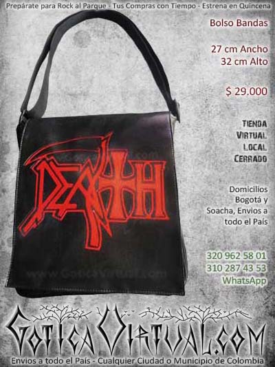 bolso death bogota metal muerte dark baratos economicos envios medellin cali cartagena santamarta barranquilla colombia