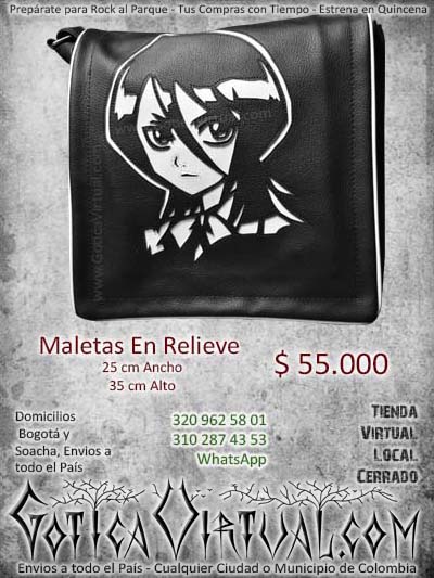 bolso repujado blanco y negro anime manga economico muy practico envios medellin cali manizales pasto armenia pereira narino colombia
