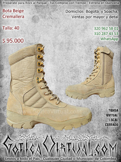 bota cremallera beige unisex bonitas economicas venta online domicilios envios bogota cauca quindio meta valle tunja villavicencio santander colombia