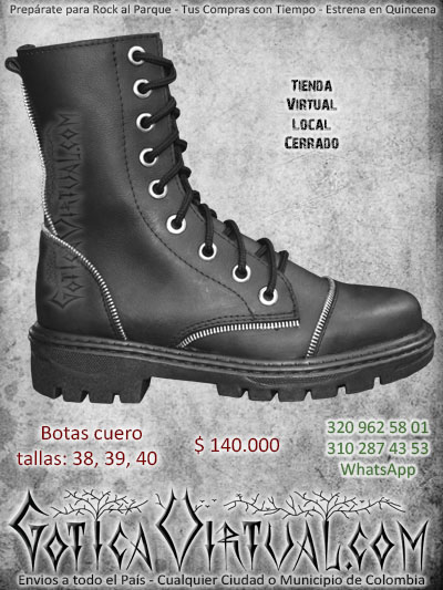 bota cuero negra oscura ventas rockera bogota metalera gotica envios domicilios prendas ropa boutique cali medellin rioacha barranquilla cauca colombia