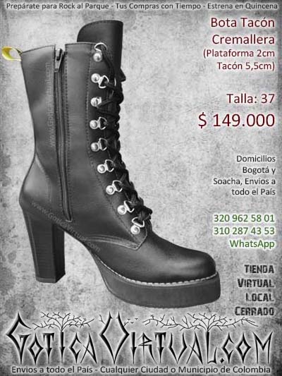 bota tacon cremallera cuero dama nuevo domicilio bogota soacha colomba medellin cucuta pasto santander cali