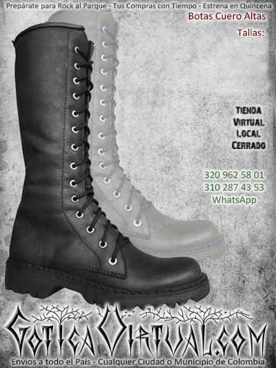 botas altas rockeras metaleras negras cuero bogota ventas online envios todo el pais bodega cali medellin cucuta narino neiva villavicencio colombia