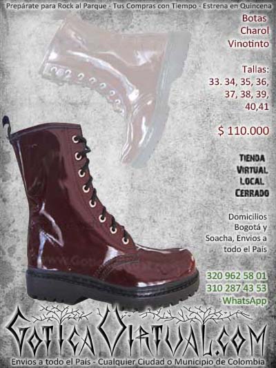 botas charol vinotinto punkeras metaleras rockeras ventas online econimices baratas bonitas todo el pais medellin cucuta narino neiva sucre colombia