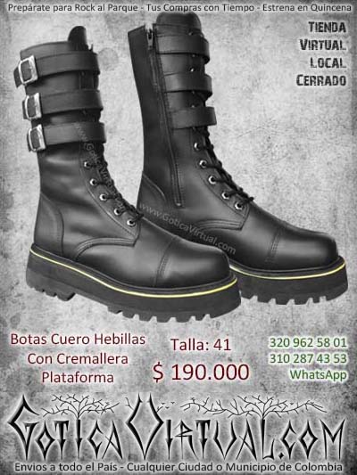 botas cuero hebillas cremallera plataforma negro domicilios bogota cali medellin cucuta pasto manizales cordoba