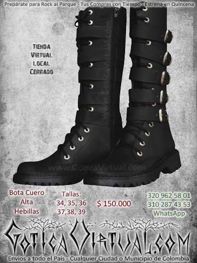 botas hebillas altas negras correas metalera rockera bogota economica baratas ventas online envios todo el pais medellin cucuta narino manizales tunja neiva colombia