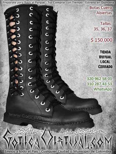 botas largas ojales abiertas negras taches economicas baratas bodega todo el pais ventas online bodega medellin cucuta melgar popayan sucre meta colombia