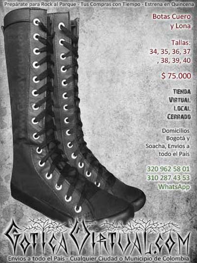 botas negras largas lona cuero bogota goticas bonitas economicas mujer femeninas baratas envios todo el pais ventas online neiva cauca villadeleyva tunja colombia