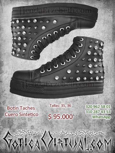 botin taches cuero sintetico dama mujer botas rock estilo bogota medellin cali anizales cartagena pereira cucuta bucaramanga valledupar yopal tunja