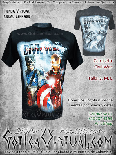 camiseta civil war capitan america venta online envios bogota cali antioquia cucuta quindio zipaquira colombia