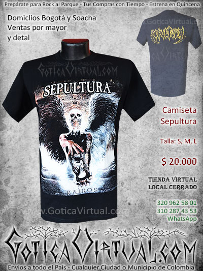 camiseta sepultura bandas rock al parque venta online domicilios bogota y soacha envios colombia