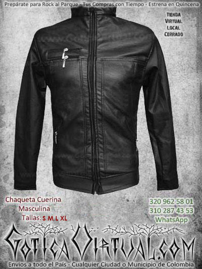 chaqueta masculina cuerina cuero negra bogota hombre rockera metalera vntas online envios todo el pais medellin cucuta narino neiva cali popayan colombia