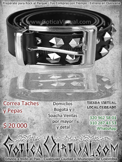 correa pepas bogota rockera metalera cuero accesorios envios envigado chigorodo tunja cucuta armenia pasto bucaramanga cartagena ventas por mayor