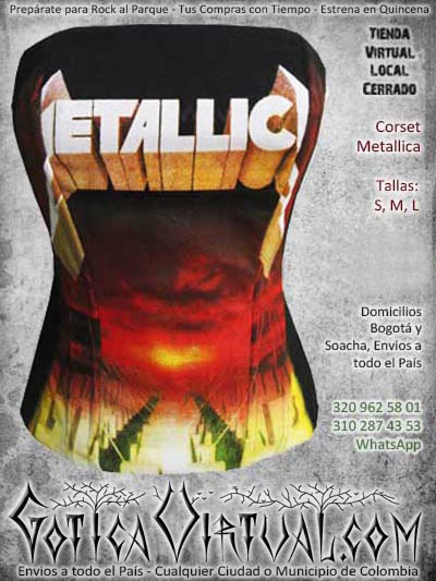 corset bandas metallica bogota mujer bonito hermosa economico metalero rockero ventas online envios a todo el pais villavicencio cali mocoa sucre meta medellin manizales rioacha colombia