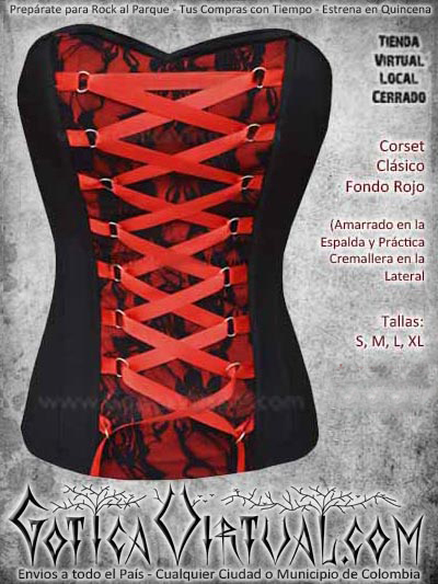 corset clasico fondo rojo negro bogota ventas online bodega envios a todo el pais cali medellin cucuta cauca narino neiva sucre colombia