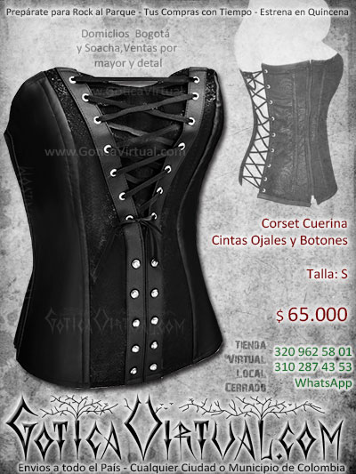 corset cuerina cintas matrrar negro bonito ventas online rockero metalero gotica a todo el pais bogota cali colombia