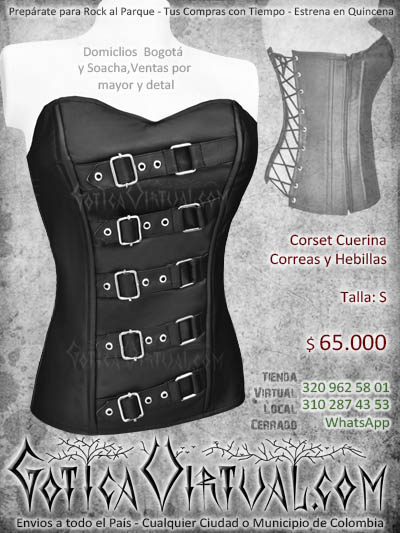 corset cuerina hebillas correas bogota metalero gotico rockeros estraples blusas ajustadas cuero sintetico imitacion enviso medellin cali cucuta pasto colombia