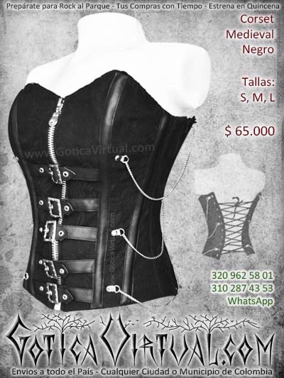 corset medieval negro cadenas dama hebillas domicilios colombia soacha bogota cali medellin cucuta manizales