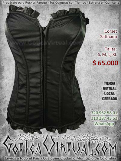 corset satinado negro femenino bogota economico barato cauca medellin cali narino villavicencio yopal colombia