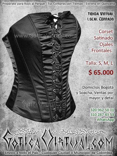 corset satinado ojales frontales venta online envios bogota cali armenia antioquia medellin cali colombia