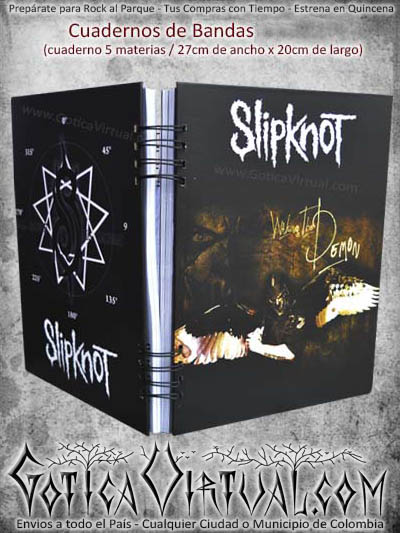 cuaderno agenda banda negro slipknot rock escolar domicilios bogota cali medellin colombia manizales cucuta