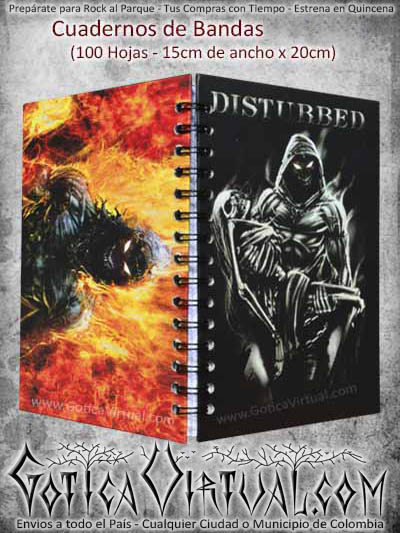 cuaderno agenda bandas disturbed nuevo domicilios bogota soacha cali medellin cucuta pasto manizales colombia