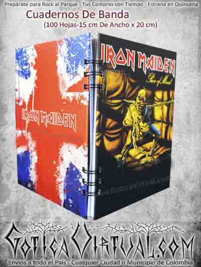 cuaderno iron maiden bandas rock metal argollado ventas online envios a todo el pais cali popayan cauca santhamarta popayan sucre narino meta colombia