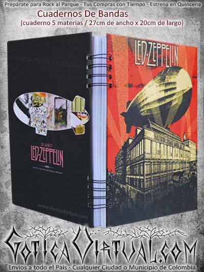 cuaderno materias cinco bandas zeppelin escolar domicilio cali colombia medellin pasto cucuta manizales